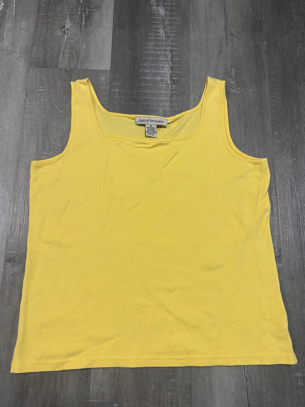 David Brooks 100% Cotton Yellow Scoop Neck Tank Top